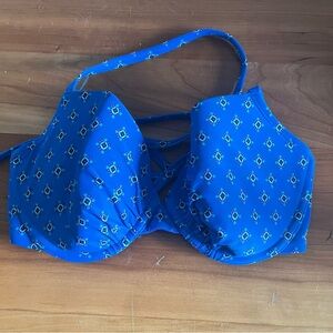 Aerie Peacock Capri Blue Bikini Swim Underwire Push Up Top 36D Padded Corset Tie